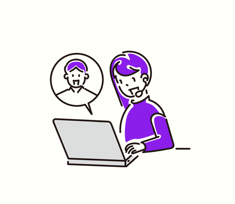 画面の向こうの人と話しているデザインスクールの女性